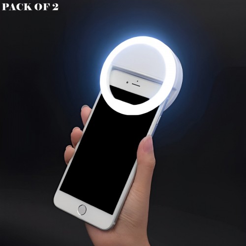 Pack Of 2 Mini Portable USB Rechargeable Selfie Ring Light With 3 Brightness Levels Pack Of 2 Mini Portable USB Rechargeable Selfie Ring Light With 3 Brightness Levels
